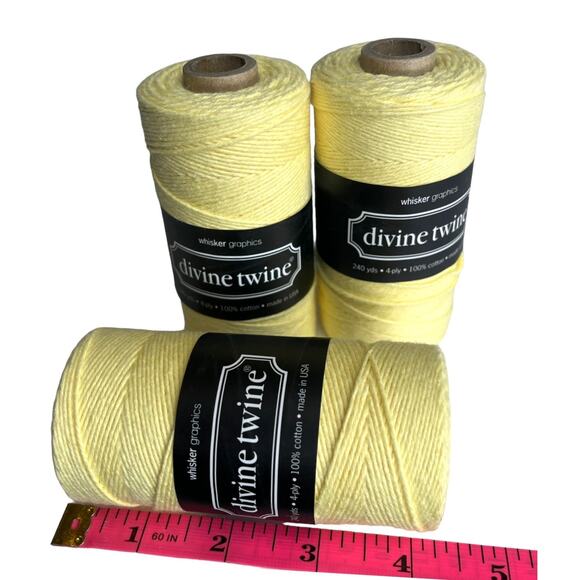 NEW Pack (3)  Bakers Twine USA Made 100% Cotton 240 Yards, 4 PLY Yellow NWT - Picture 2 of 5
